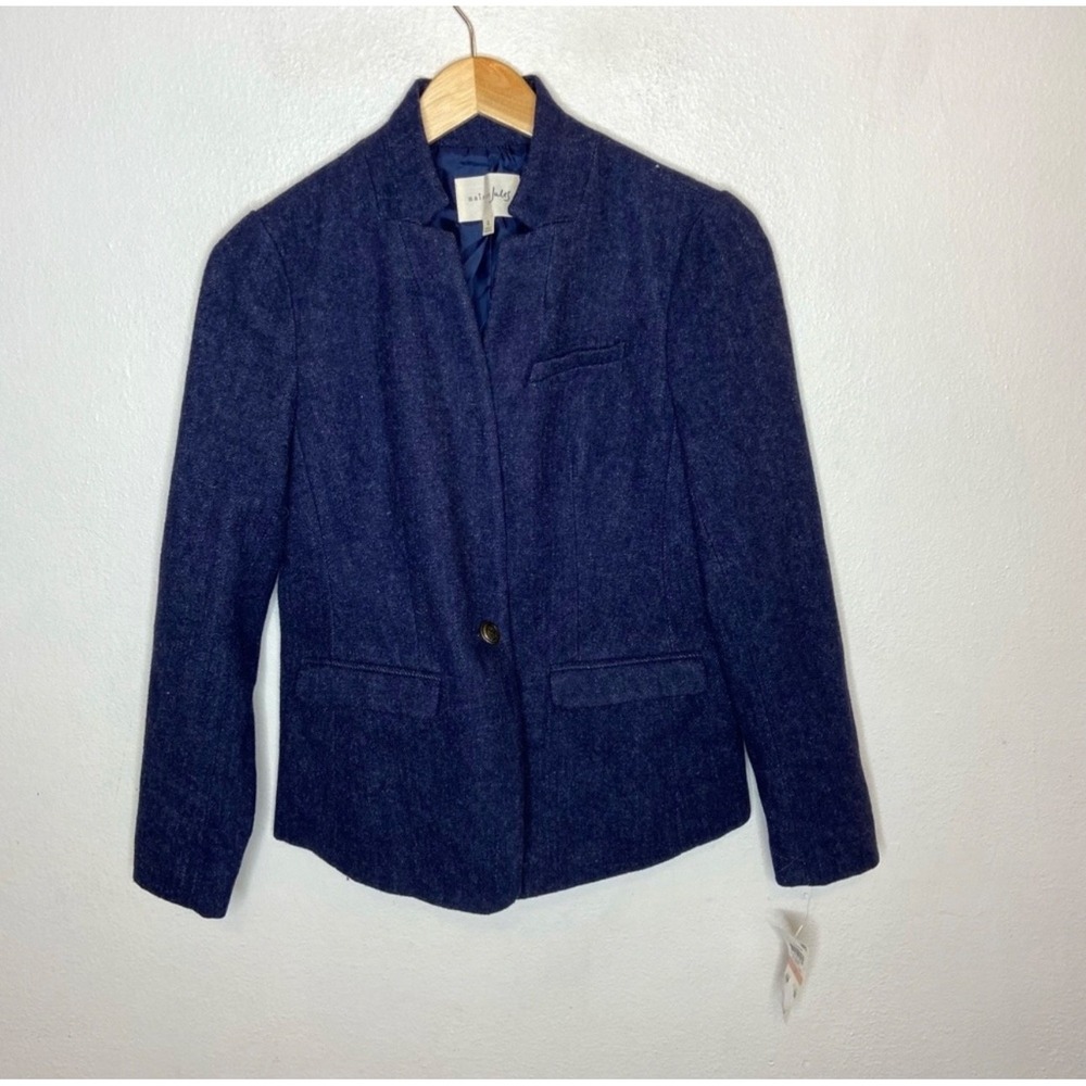 Maison Jules Women's 2 Wool Blend Blazer Blue Button Front New